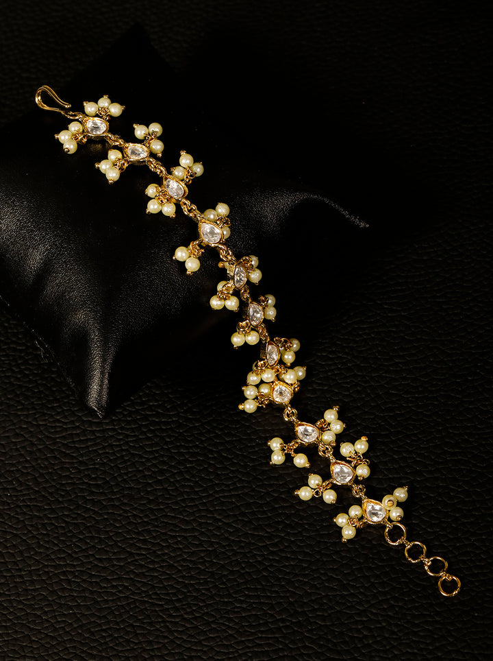 Gold-Plated Stone Studded Adjustable Bracelet
