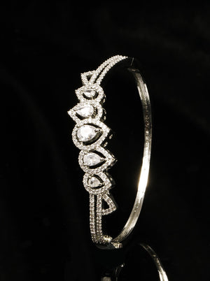 American Diamond Silver Plated Bangle Style Bracelet