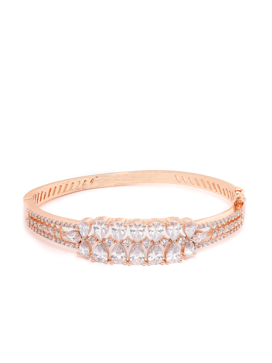 Rose Gold Plated American Diamond Studded Bangle Style Bracelet