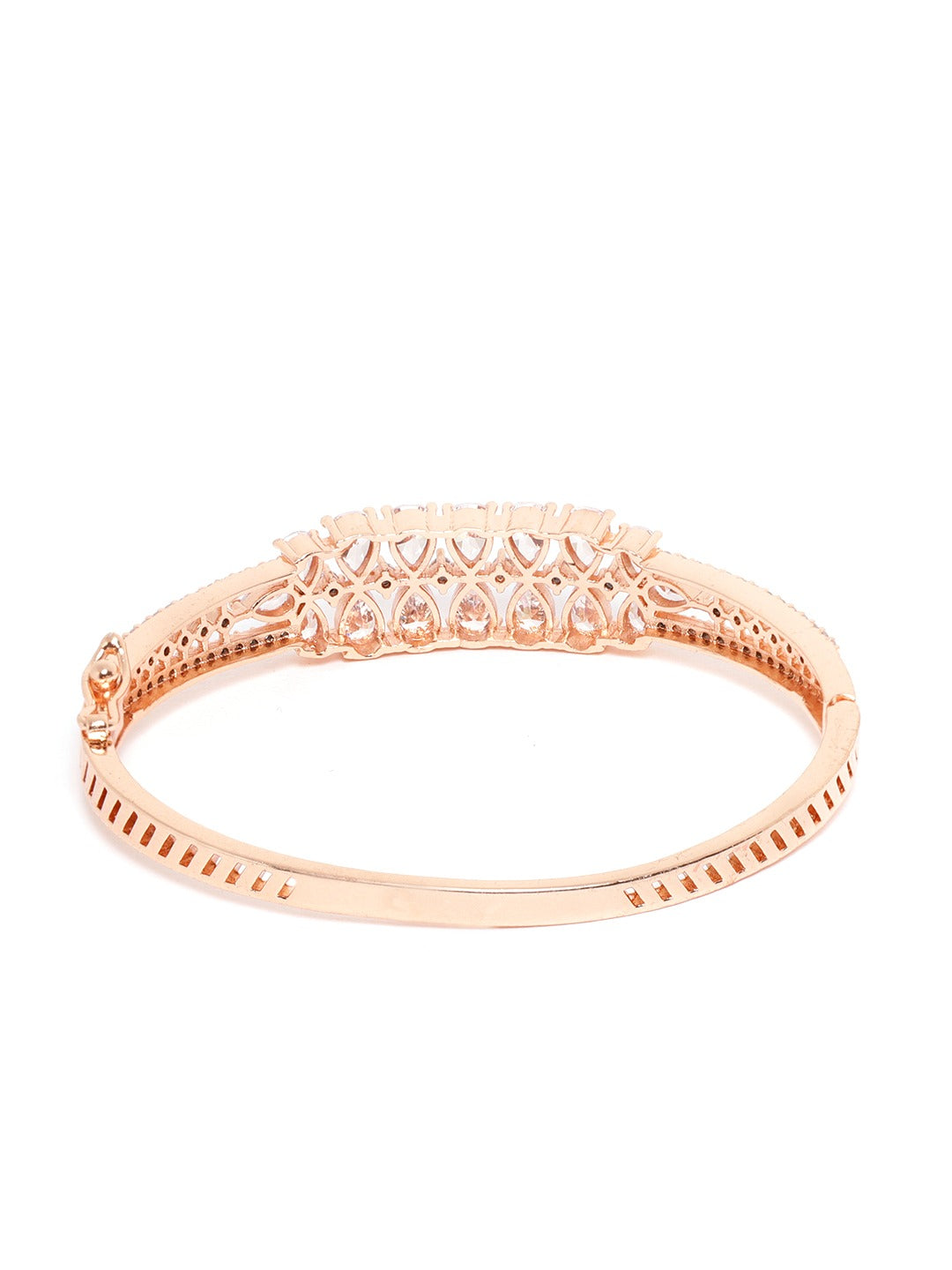 Rose Gold Plated American Diamond Studded Bangle Style Bracelet