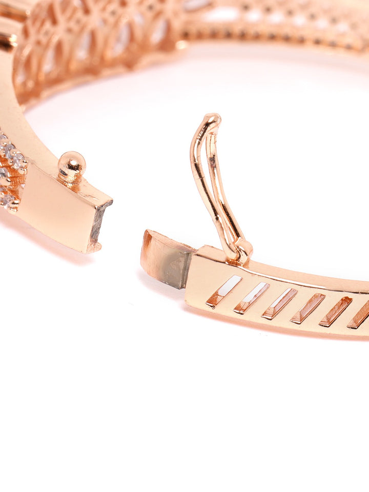 Rose Gold Plated American Diamond Studded Bangle Style Bracelet