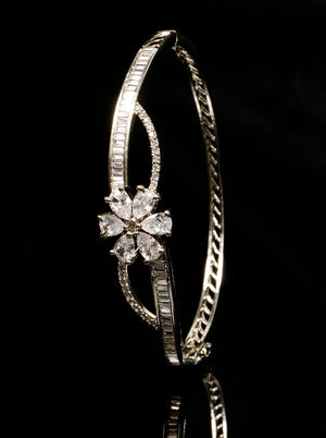 Flower Shaped American Diamond Studded Party Bracelet