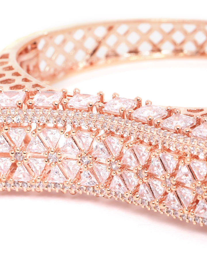 Rose Gold Plated American Diamond Party Bangle Style Bracelet