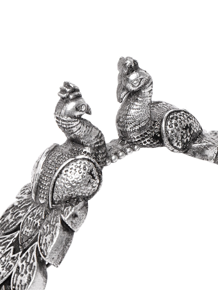 Peacock shaped German Silver Oxidised Openable Bracelet