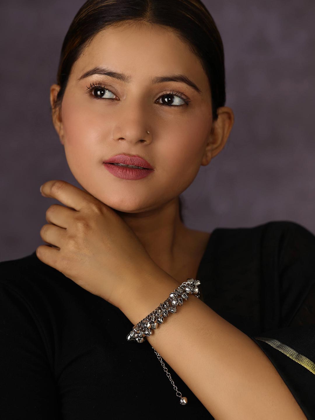 Ghungroo Silver Plated Traditional Bracelet
