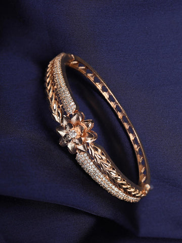 American Diamond Rose Gold Plated Floral Bracelet