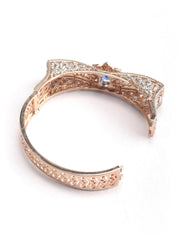 Blue Stones American Diamond Rose Gold Plated Bracelet