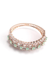 Mint Green Stones American Diamond Rose Gold Plated Bracelet