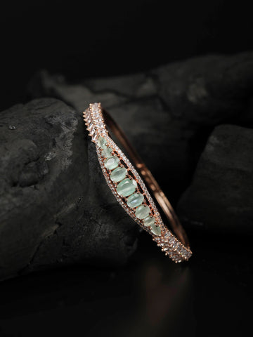 Mint Green Rose Gold Plated American Diamond Bracelet