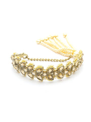 Kundan Gold Plated Leaf Wraparound Bracelet