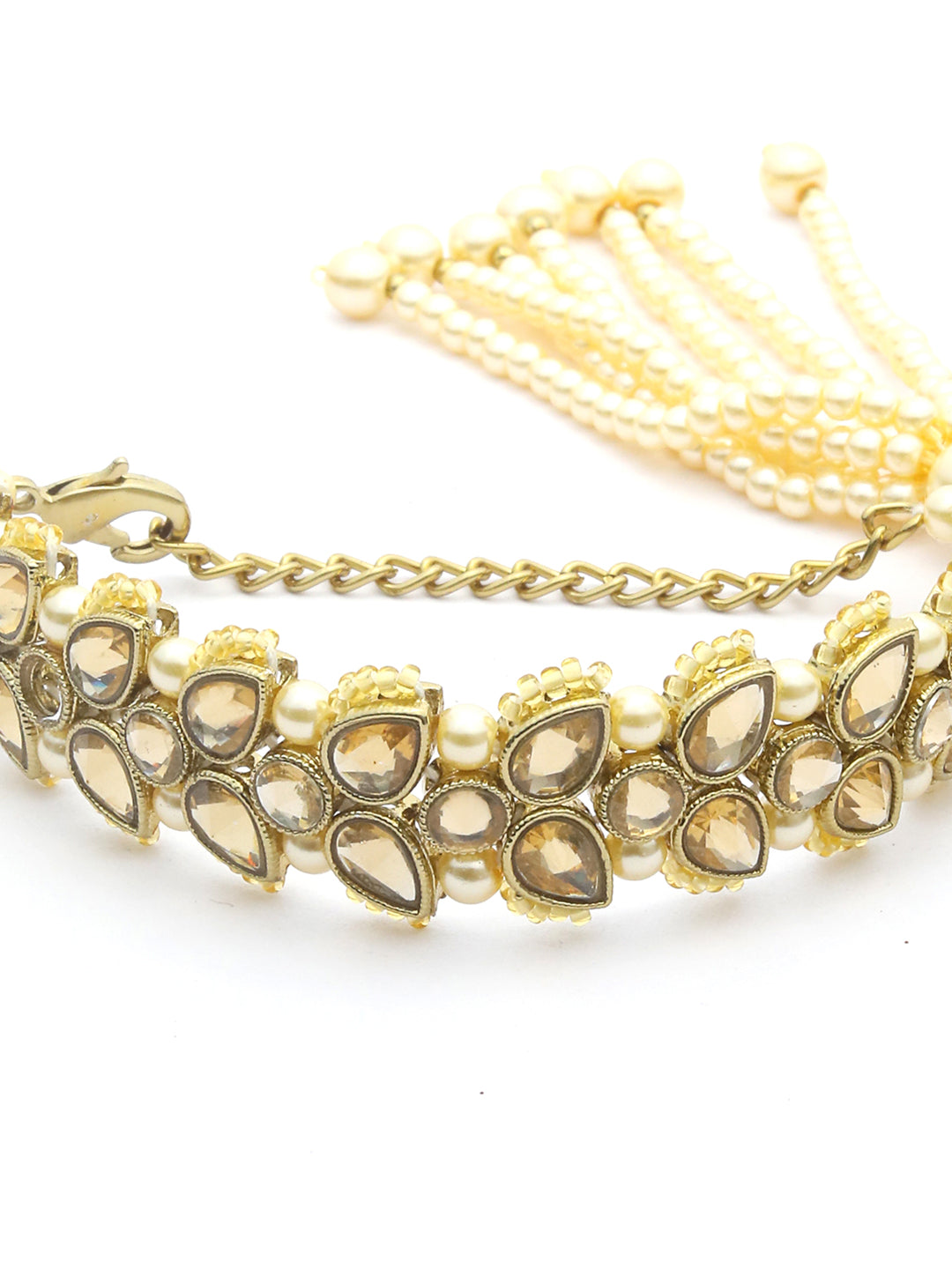 Kundan Gold Plated Leaf Wraparound Bracelet