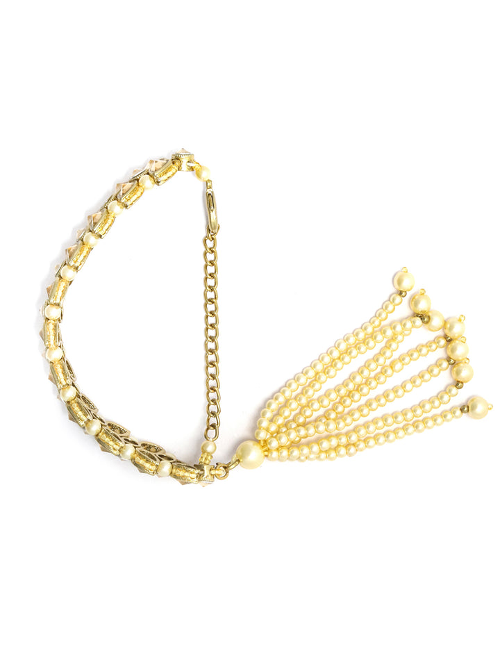 Kundan Gold Plated Leaf Wraparound Bracelet