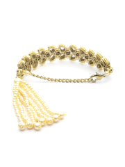 Kundan Gold Plated Leaf Wraparound Bracelet