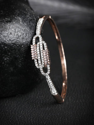 American Diamond Rose Gold Plated Bangle Style Bracelet