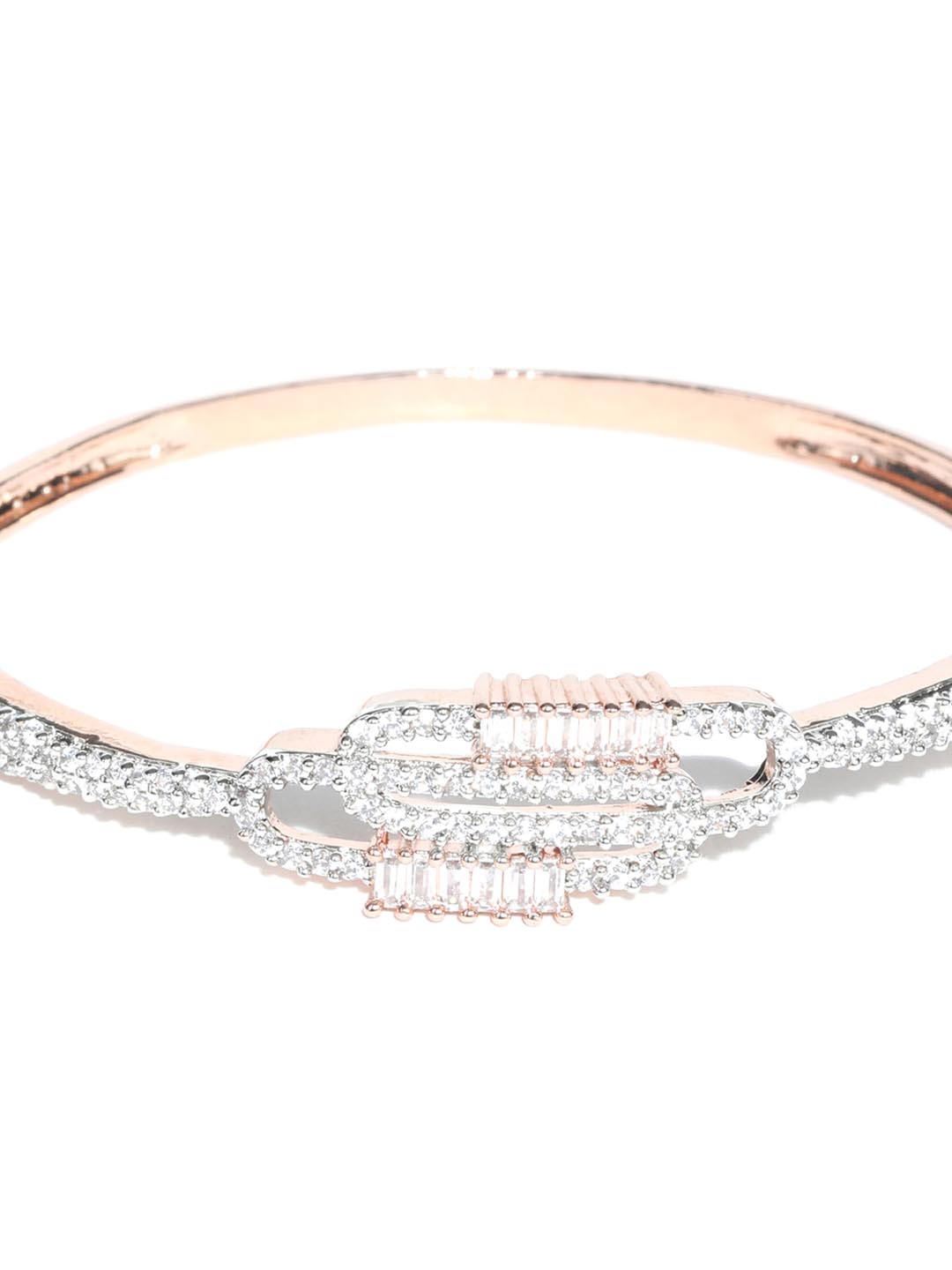 American Diamond Rose Gold Plated Bangle Style Bracelet