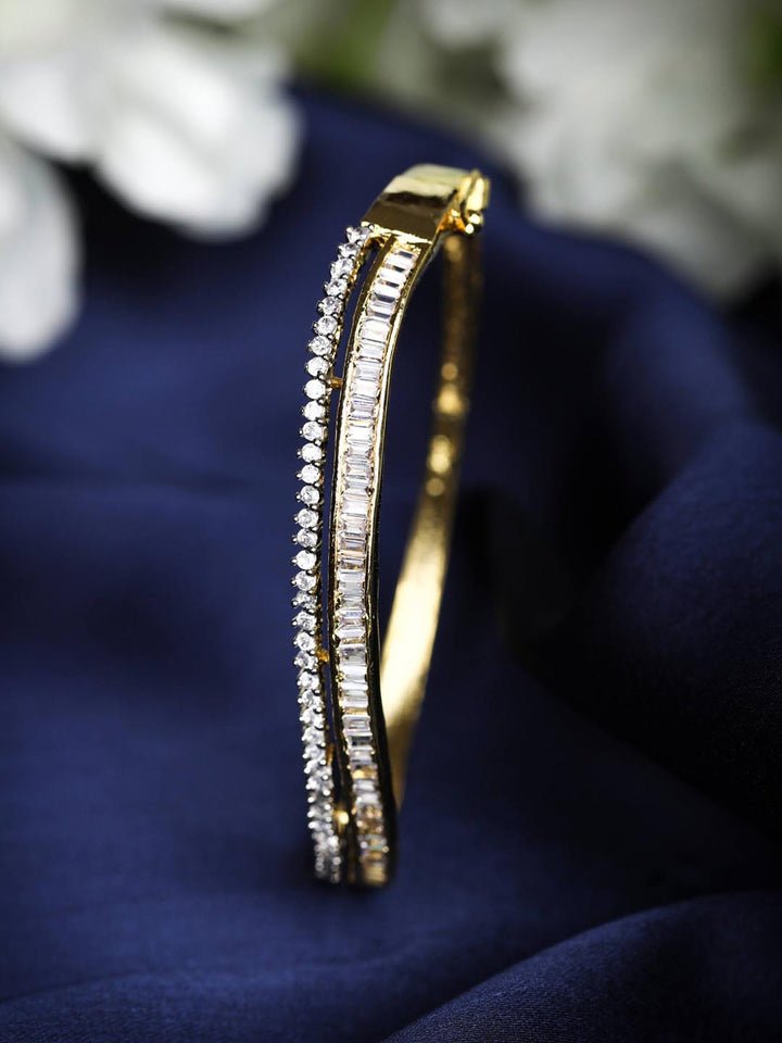 American Diamond Gold Plated Bangle Style Bracelet