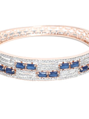 Tranquil Blue - American Diamond Rose Gold Plated Bangle Style Bracelet
