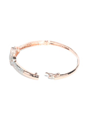 American Diamond Rose Gold Plated Floral Bangle Style Bracelet