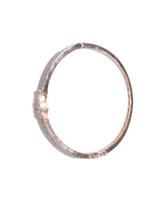 American Diamond Rose Gold Plated Floral Bangle Style Bracelet