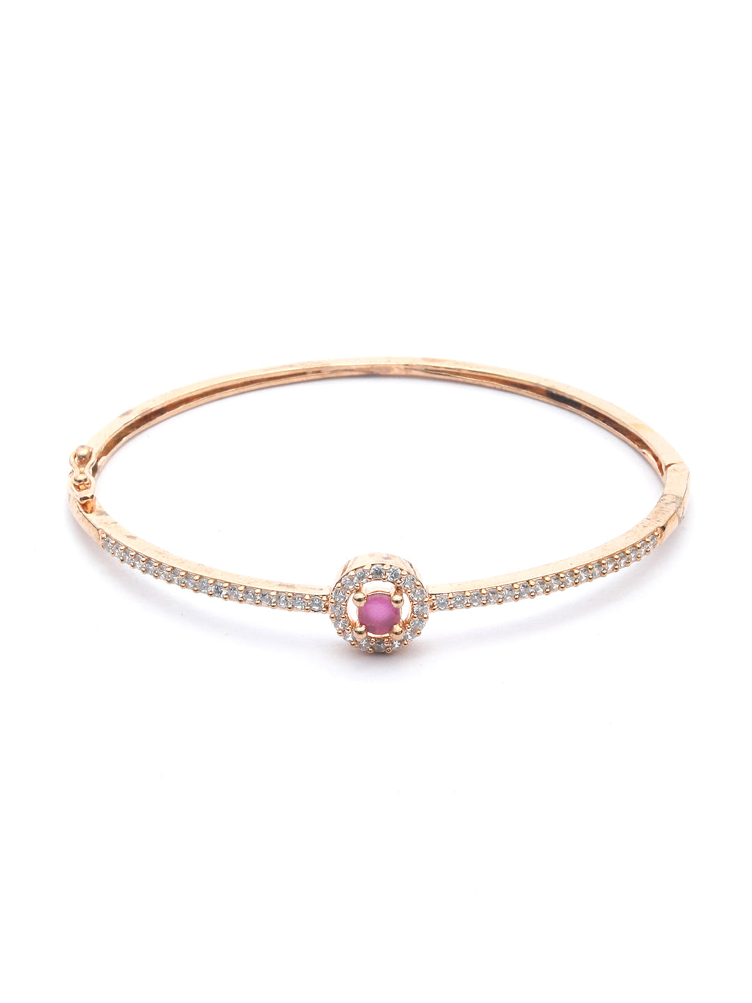 Pink American Diamond Rose Gold Geometric Bracelet