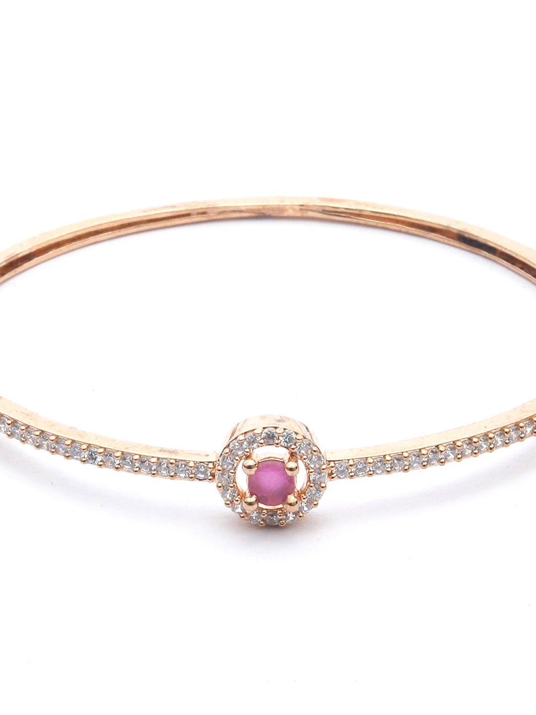 Pink American Diamond Rose Gold Geometric Bracelet