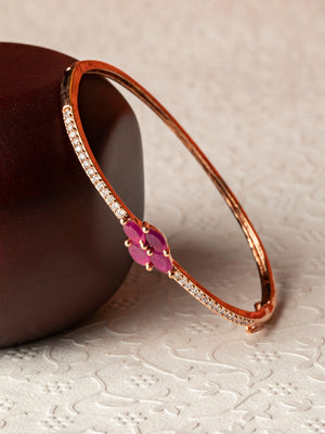 Pink American Diamond Rose Gold Floral Bracelet