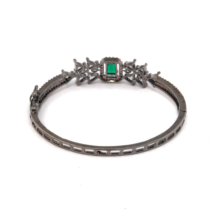 Green Stone American Diamond Bangle Style Bracelet