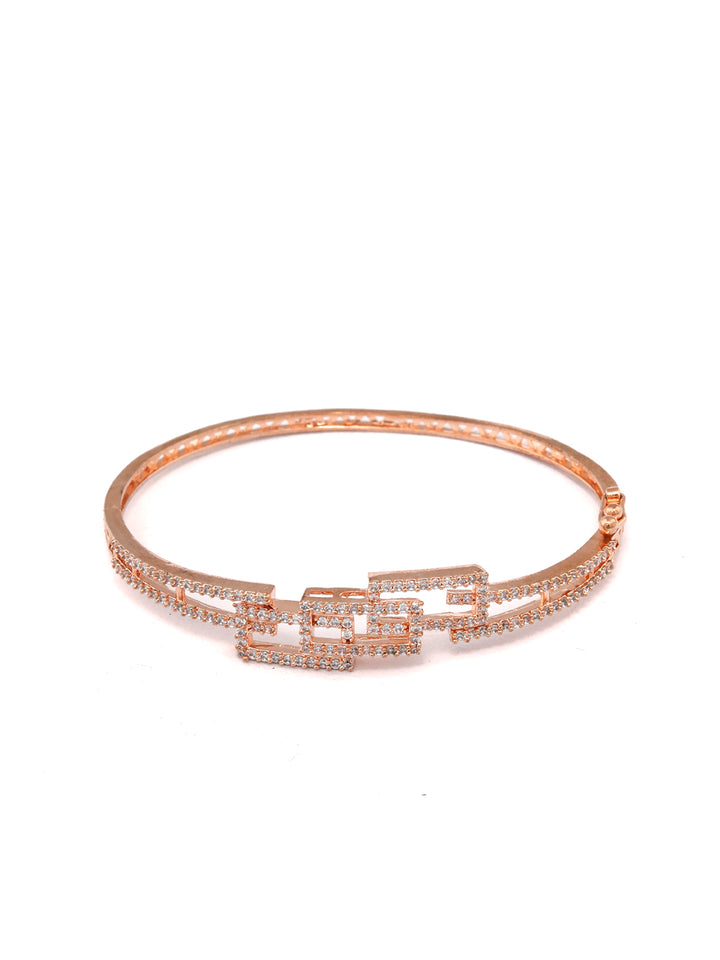 Studded Blocks-American Diamond Rose Gold Geometric Bracelet