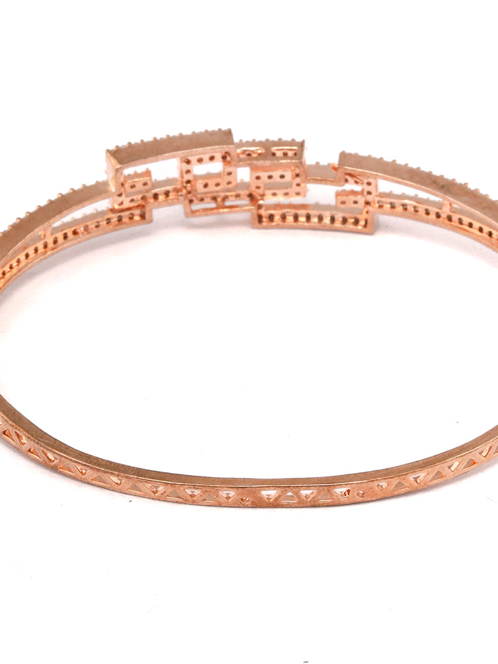 Studded Blocks-American Diamond Rose Gold Geometric Bracelet