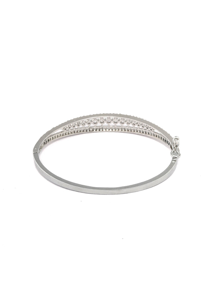 Elegant American Diamond Silver Plated Bangle Style Bracelet