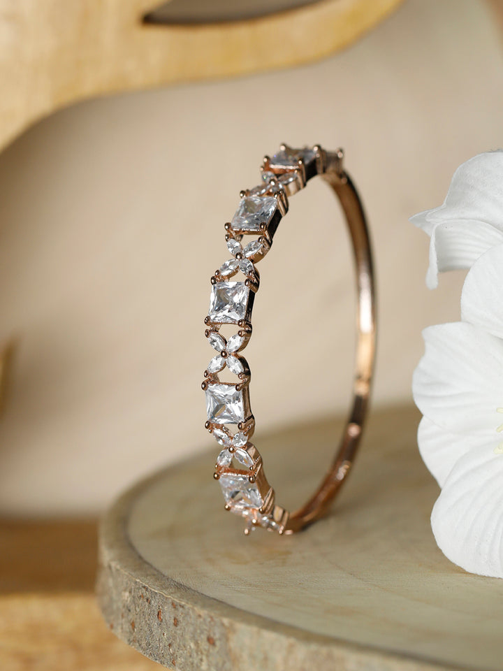 American Diamond Rose Gold Floral Bracelet