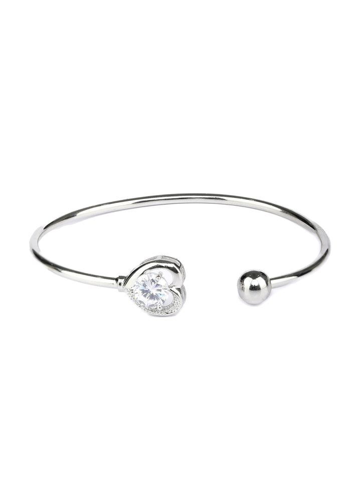 Solitaire Heart Silver Plated Bracelet