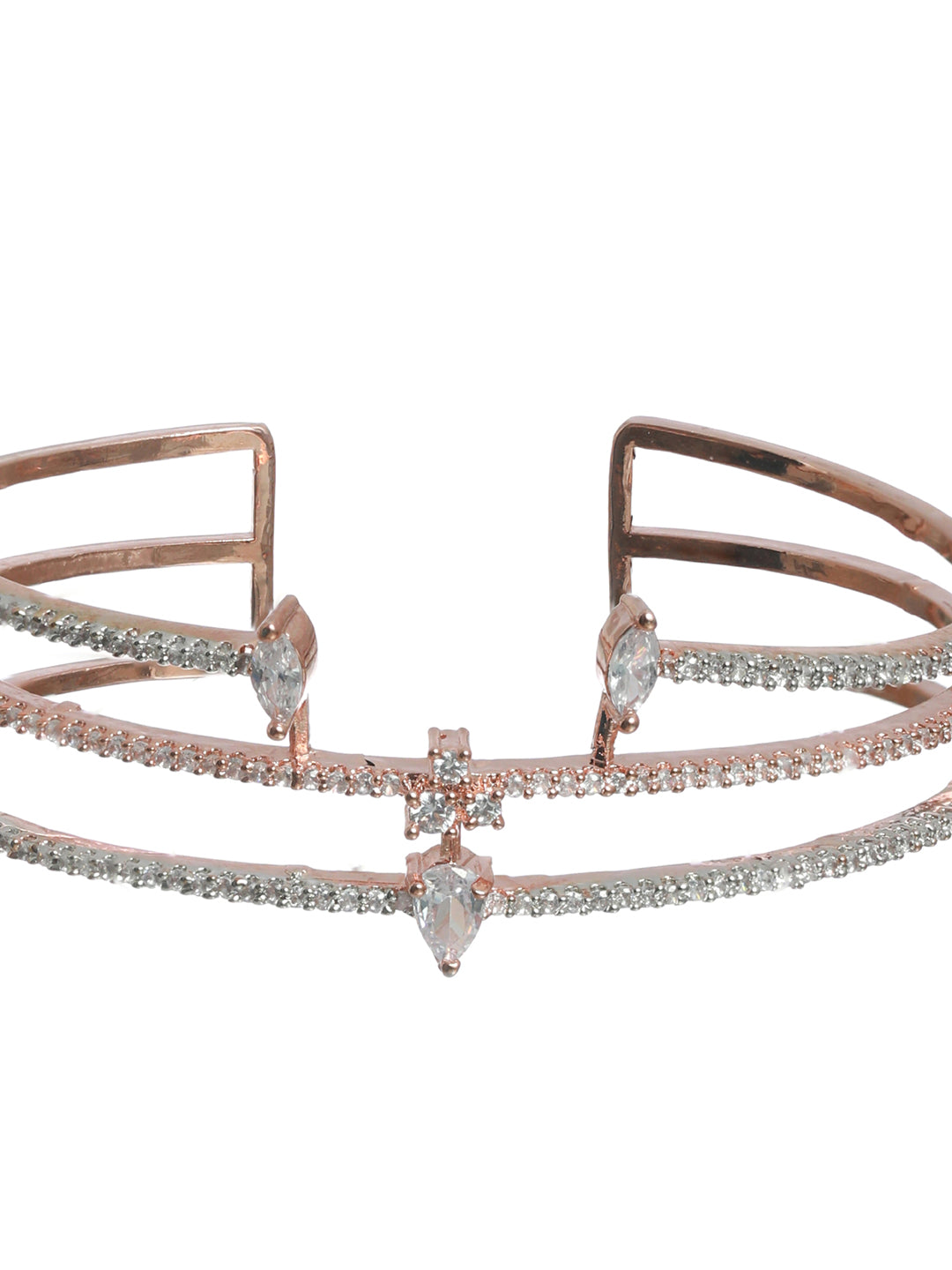 Priyaasi American Diamond Rose Gold Plated Bracelet with Ring