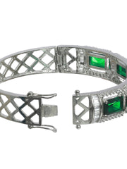 Priyaasi Green Geometric American Diamond Silver Plated Bracelet