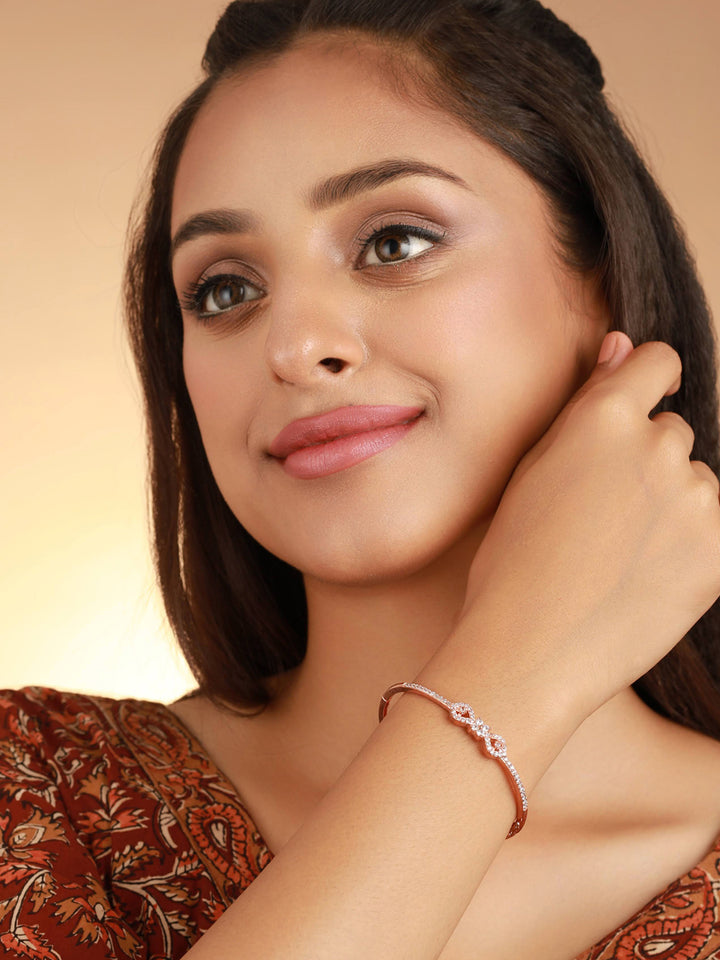 Priyaasi Stylish American Diamond Rose Gold Bracelet