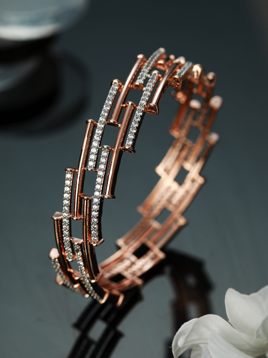 Priyaasi Elegant American Diamond Rose Gold Bracelet