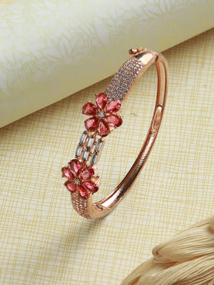 Priyaasi Pink American Diamond Rose Gold Bracelet
