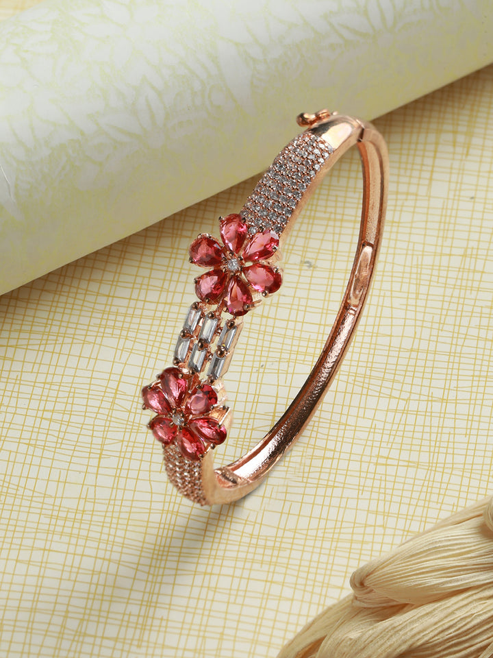 Priyaasi Pink American Diamond Rose Gold Bracelet