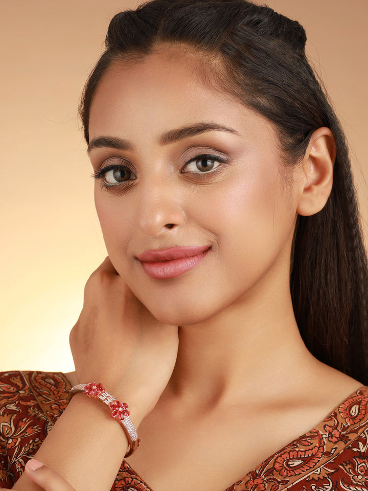 Priyaasi Pink American Diamond Rose Gold Bracelet