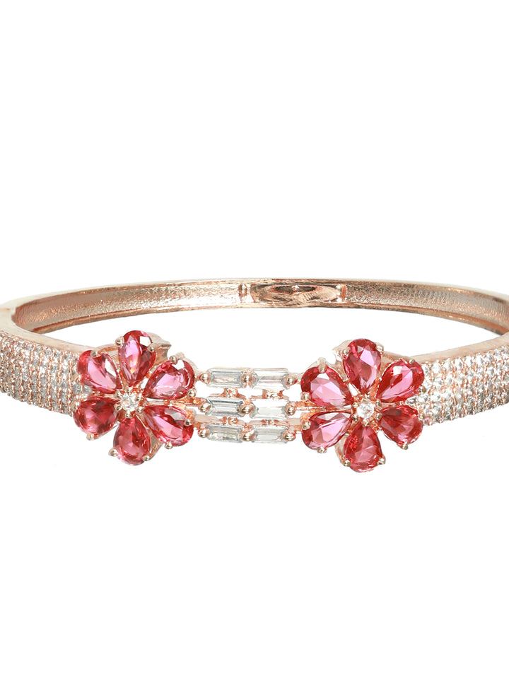 Priyaasi Pink American Diamond Rose Gold Bracelet