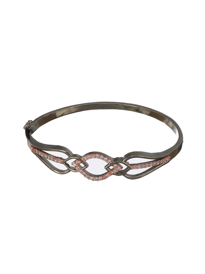 Glamorous AD Studded Rose Gold Silver-Plated Bracelet
