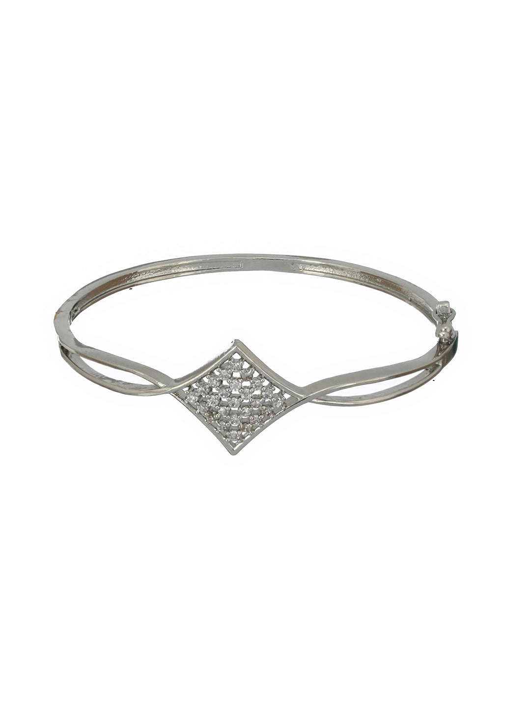 Elegant Geometric American Diamond Silver-Plated Bracelet