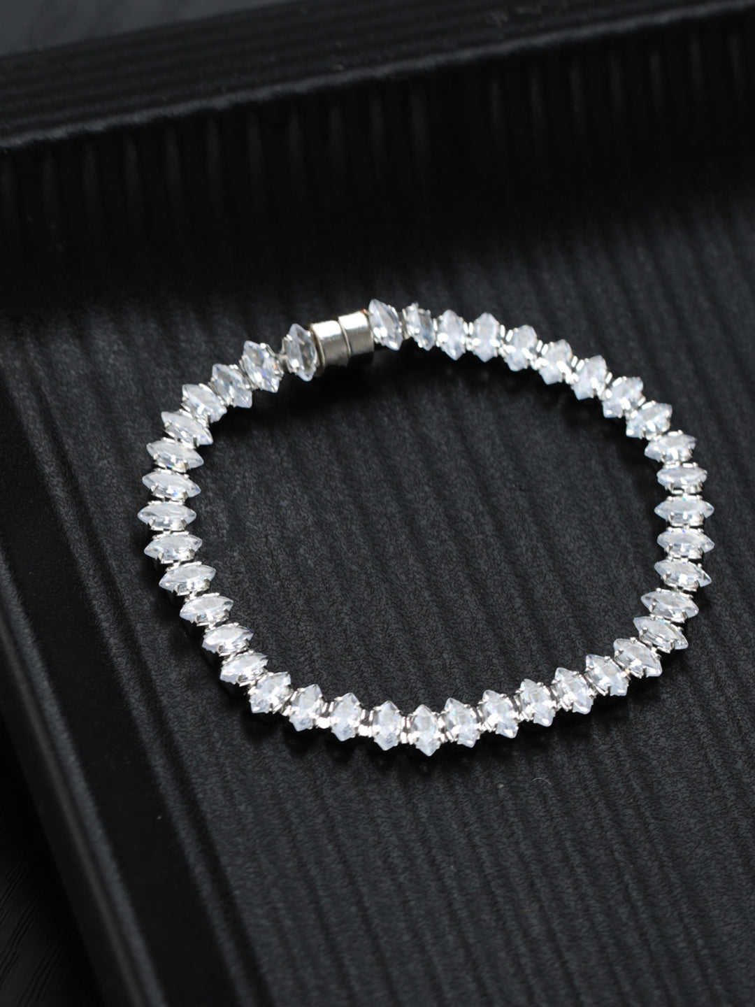 Priyaasi Elegant American Diamond Silver-Plated Bracelet