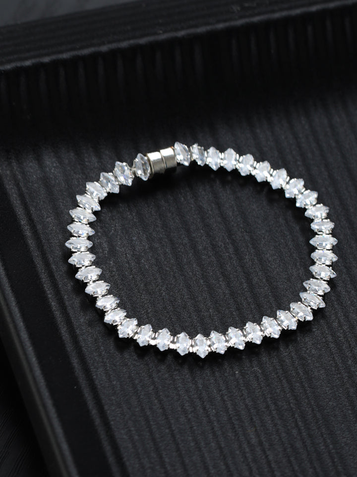 Priyaasi Elegant American Diamond Silver-Plated Bracelet