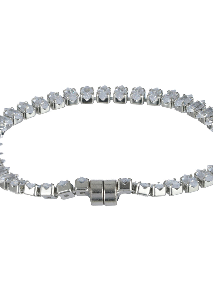 Priyaasi Elegant American Diamond Silver-Plated Bracelet