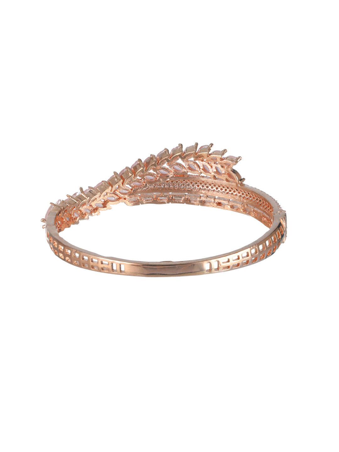 Priyaasi Pretty Pink Leaves AD Rose Gold-Plated Bracelet