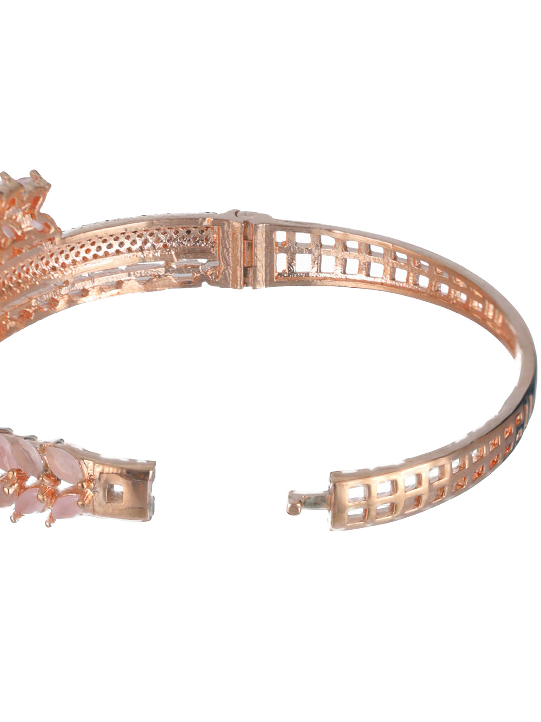 Priyaasi Pretty Pink Leaves AD Rose Gold-Plated Bracelet