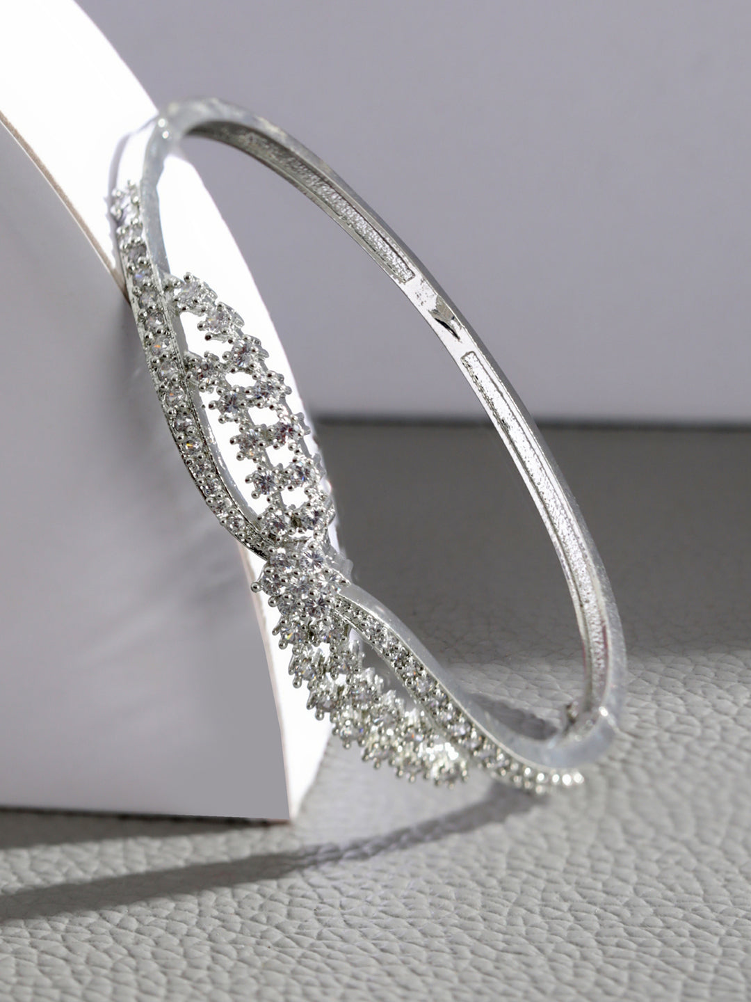 Priyaasi Elegant Rows American Diamond Silver-Plated Bracelet