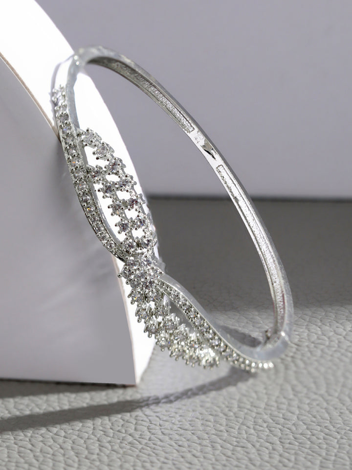 Priyaasi Elegant Rows American Diamond Silver-Plated Bracelet