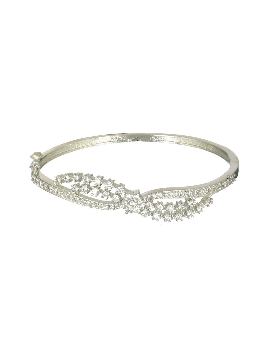 Priyaasi Elegant Rows American Diamond Silver-Plated Bracelet